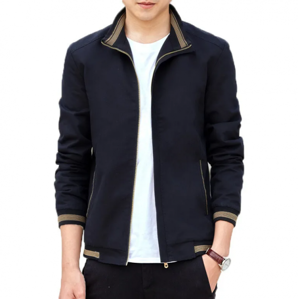 Jas Slim Fit dengan Aksen Ritsleting di Lengan